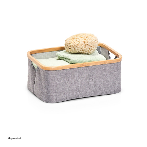 Aufbewahrungskorb, Polyester/Bambus, grau