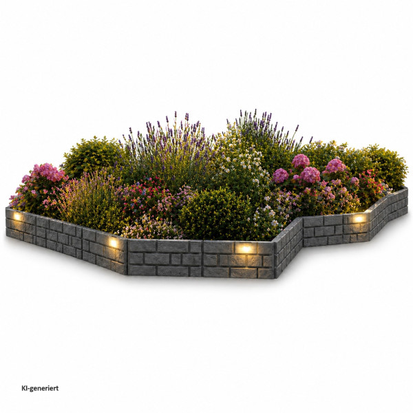 Beetkantenset Solar Ziegelsteinoptik 16tlg. Grau
