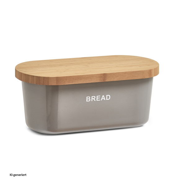 Brotkasten, Melamin/Bambus, grau