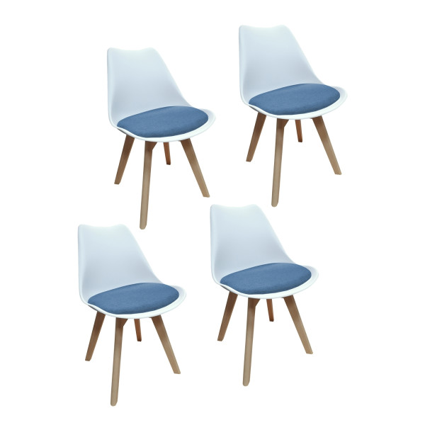HTI-Living Atlanta Weiß, Webstoff Blau Stuhl