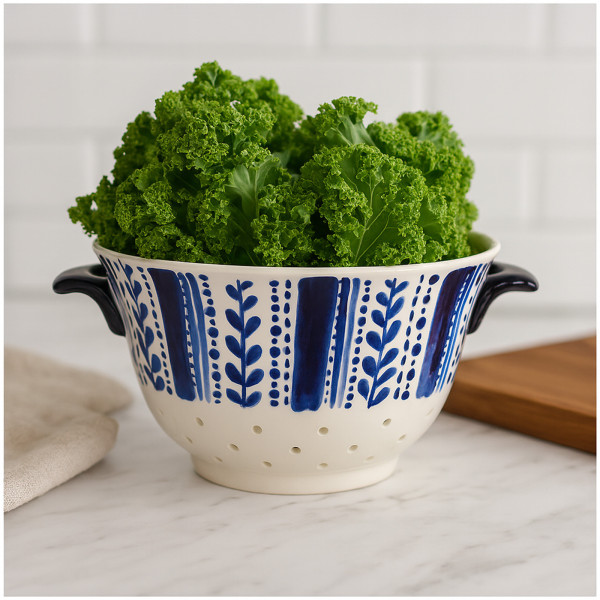 Neuetischkultur stilvolles Sieb für Obst, Gemüse und Pasta Keramik Küchensieb mit Griffen