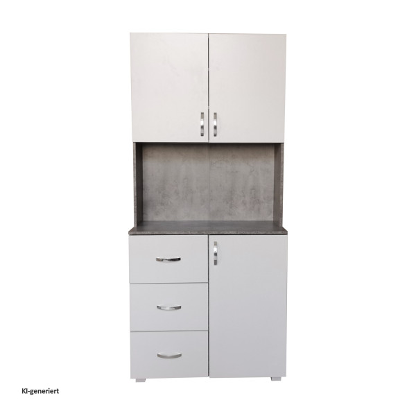 Küchenschrank Blanca Beton Weiß