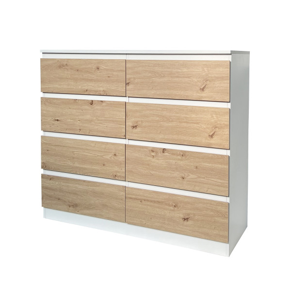 HTI-Living Thekla Weiß-Artisaneiche Kommode 8 grifflose Schubladen