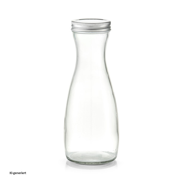 Glaskaraffe m. Metalldeckel, 1000 ml