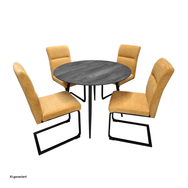 Sitzgruppe Liron 1 Tisch 4 Schwingstühle Gelb