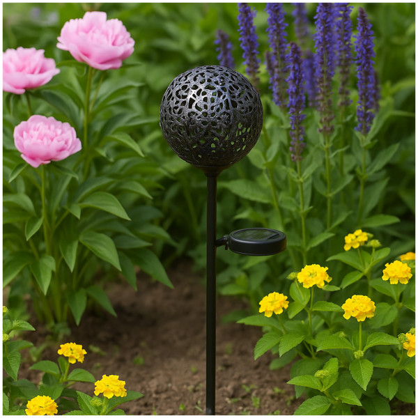 Solarlaterne Luna flower Braun Metall