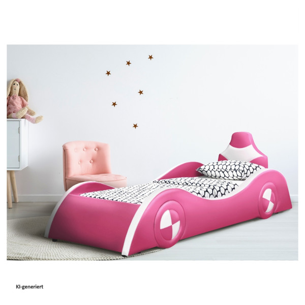 Kinderbett Racing Pink-Weiss 90