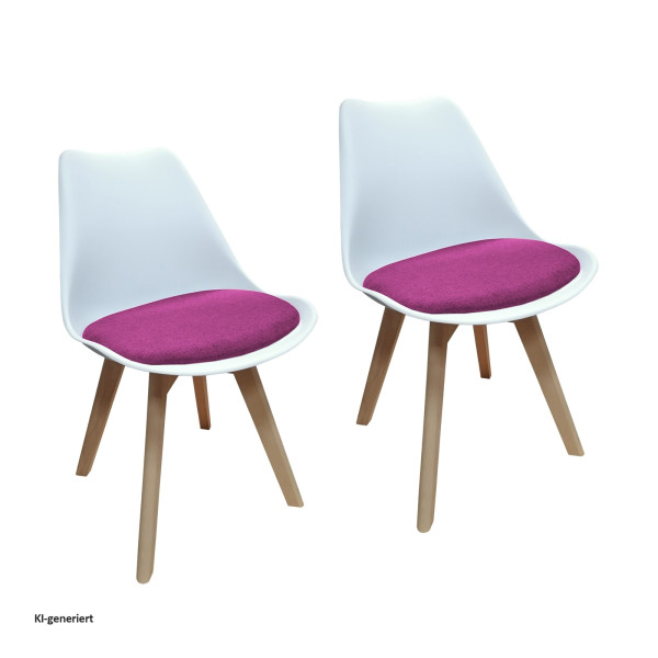 Stuhl Atlanta Weiß/Webstoff Pink 2er Set