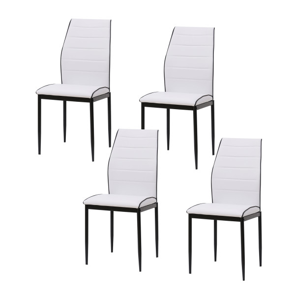Stuhl Madison PU Weiß mit schwarz 4er Set