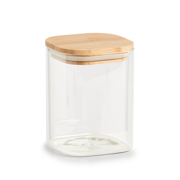 ZELLER Present mit Holzdeckel Vorratsglas, Frischhalten | Vorrats- | eckig & Aufbewahren | Haushalt Frischhaltedosen | HTI 