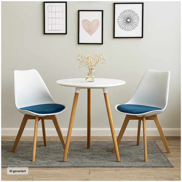 Stuhl Atlanta Velvet 2er-Set Weiß Blau