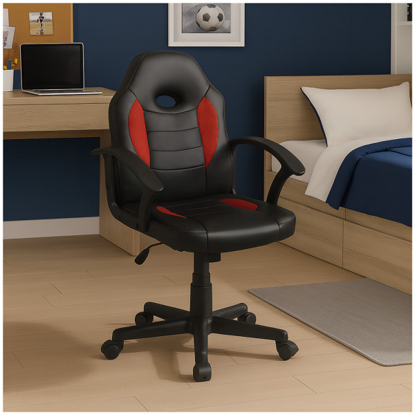 HTI-Living ergonomischer Drehstuhl Schwarz-Rot Schreibtischstuhl Junior höhenverstellbar