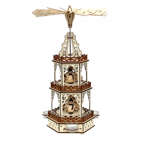 Sigro Schneemänner Holz Teelichtpyramide 3 Etagen