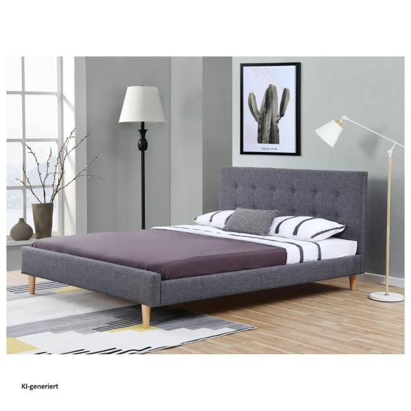 Bett 90 Linn Dunkelgrau Polyester