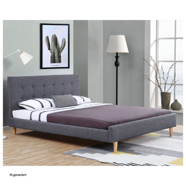 Bett 140 Linn Dunkelgrau Polyester
