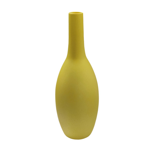 Keramik Flaschenvase Gelb 14x14x40 cm