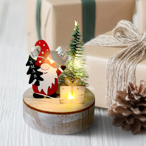 HTI-Living Weihnachtswichtel mit Geschenk Beleuchtete Weihnachtsdeko