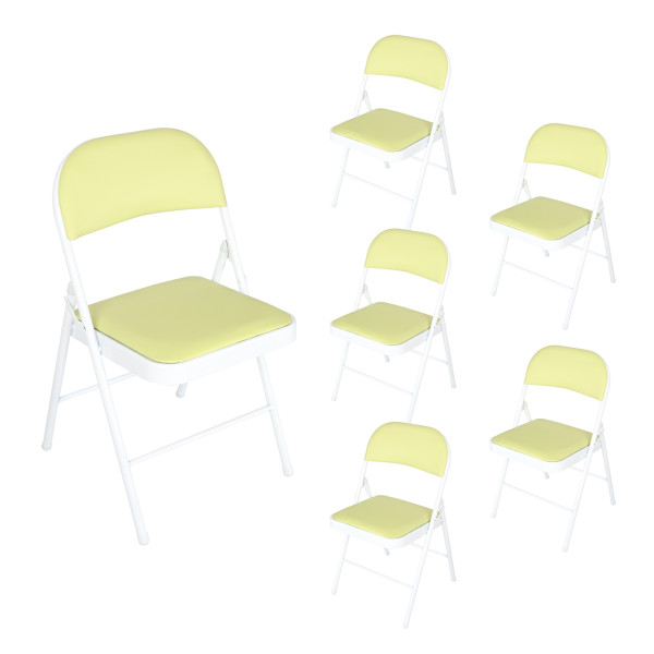 HTI-Living Wedigo Kunstleder Grün-Weiß 6er-Set Klappstuhl