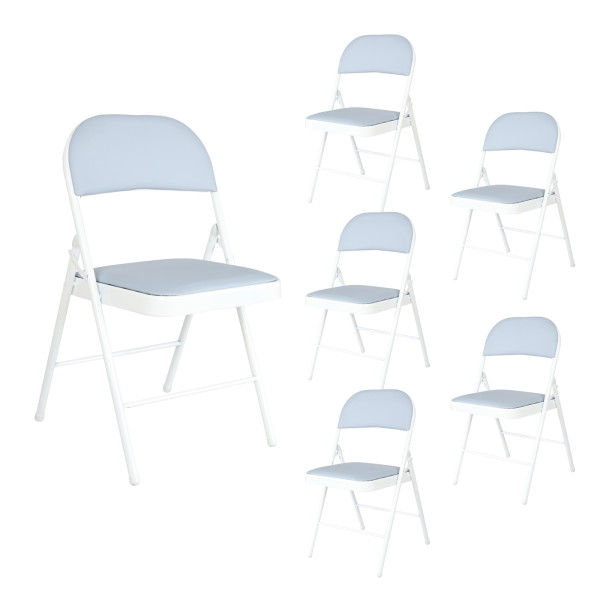 HTI-Living Wedigo Kunstleder Grau-Weiß 6er-Set Klappstuhl