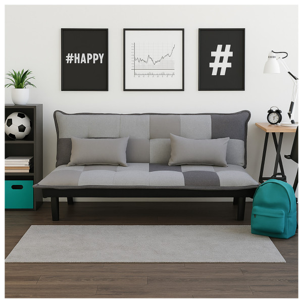 HTI-Living mit Schlaffunktion Grau Couch Karo