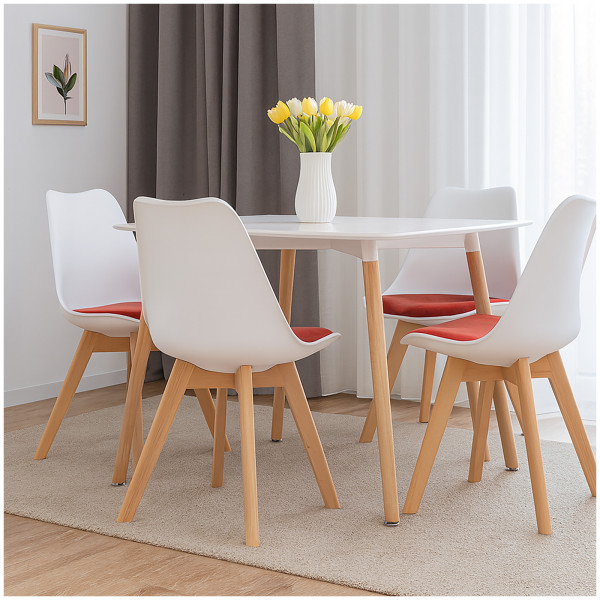 HTI-Living Atlanta Weiß, Velvet Rot Stuhl