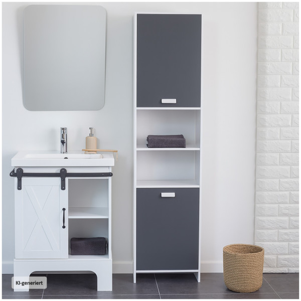Badschrank Thekla 39170 weiss grau